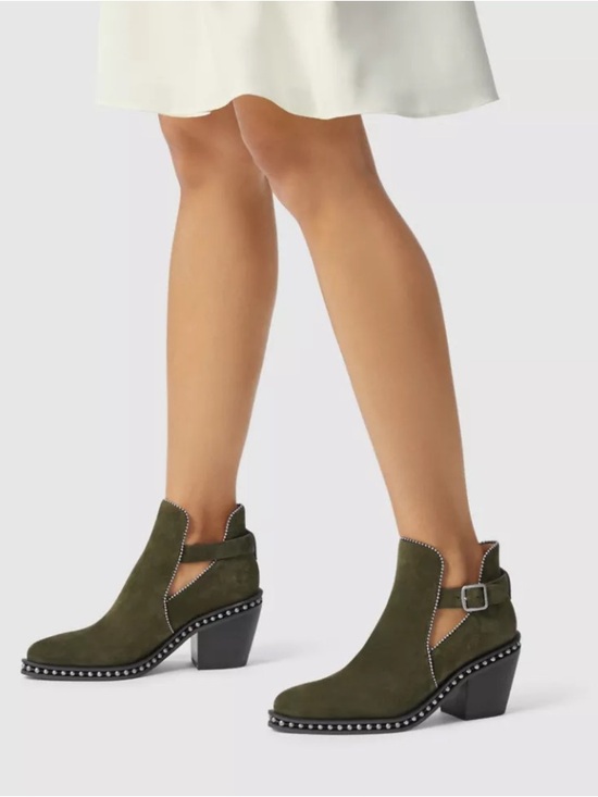 Coach Shoes - Coach Olive Green Suede Pippa Cutout Ankle Boots - Sz. 10